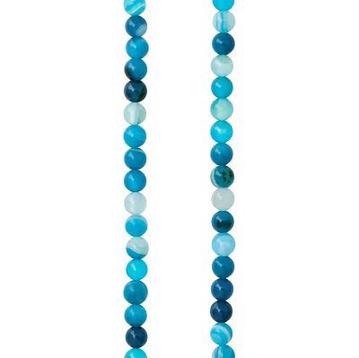 12 Pack: Blue Striped Agate Round Beads, 4mm by Bead Landing™
