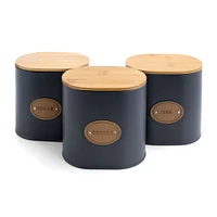 MegaChef 5-Piece Canister Set in Gray with Bamboo Lids