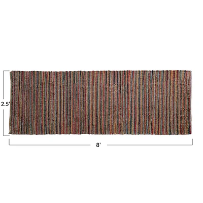 Multicolor Handwoven Cotton Striped Floor Runner, 8ft. x 2.5ft.