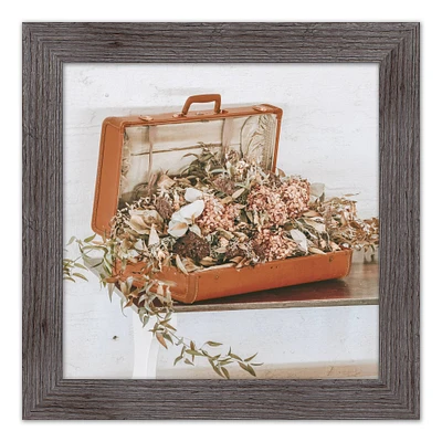 Framed Western Suitcase of Dried Florals Print