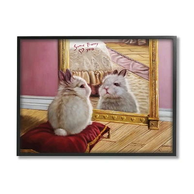 Stupell Industries Some Bunny Loves You Adorable Rabbit in Mirror in Frame Wall Art