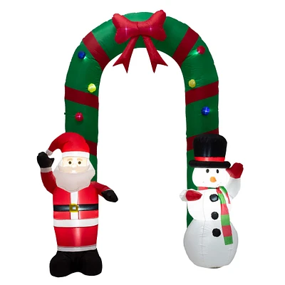Glitzhome® 8ft. Inflatable Santa Snowman Gate Arch