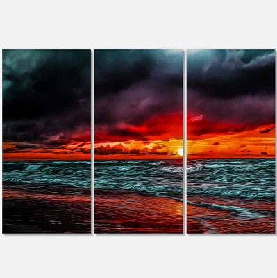 Designart - Red Sunset over Blue Waters