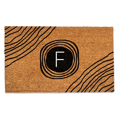 Black Monogram Circle Natural Coir Doormat