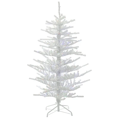 7.5ft. Pre-Lit Flocked Twig Artificial Christmas Tree, Multicolor LED Lights