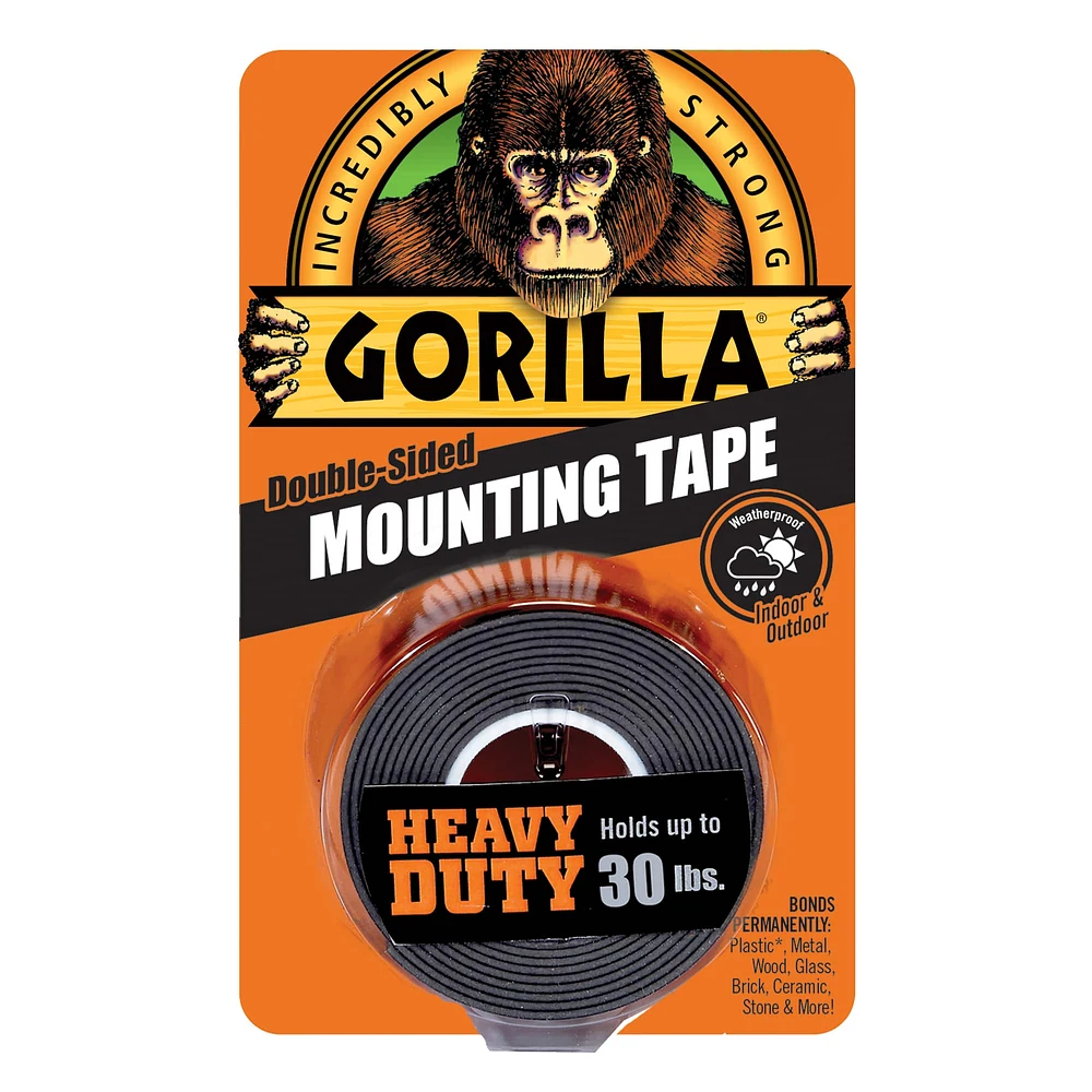 8 Pack: Gorilla® Black Double-Sided Mounting Tape