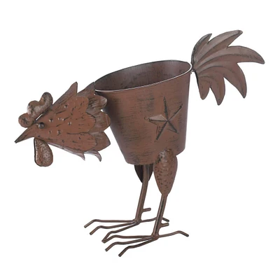 13" Pecking Rooster Planter