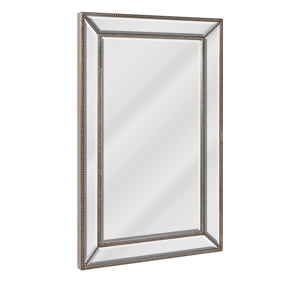 Head West 30" Silver Metro Beaded Glass Framed Vanity Mirror