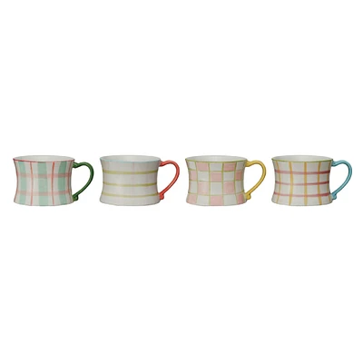 Hello Honey® 3" Plaid Panache Stoneware Mug Set