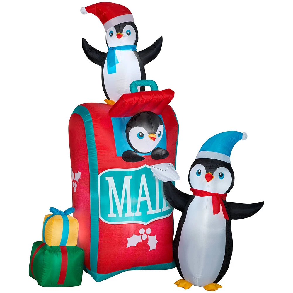 6.5ft. Airblown® Inflatable Christmas Mailbox with Penguins Scene