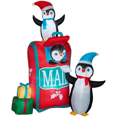 6.5ft. Airblown® Inflatable Christmas Mailbox with Penguins Scene