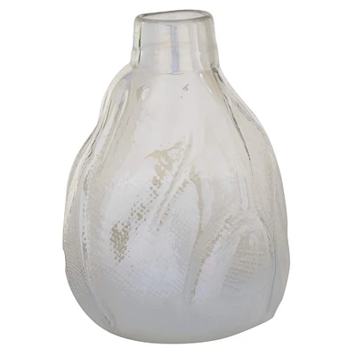 14" White Contemporary Glass Vase