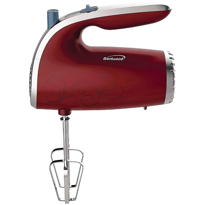 Brentwood Red Lightweight 5-Speed Electric Hand Mixer