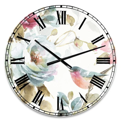 Designart 'Beautiful Bird Romance I Traditional Wall Clock