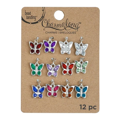 Charmalong™ Rhodium Butterfly Charms by Bead Landing™
