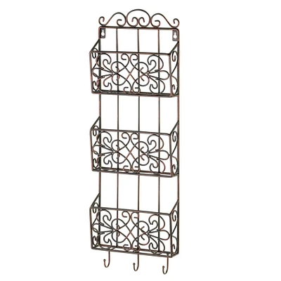 29" Vintage Charm Triple Basket Wall Rack