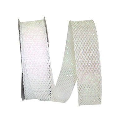 Reliant 1.5" x 25yd. Iridescent Glitter Wired Net Mesh Ribbon