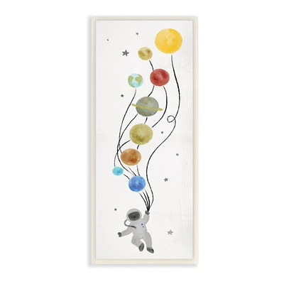 Stupell Industries Whimsical Astronaut Floating Balloon Planets Stars, 7" x 17"