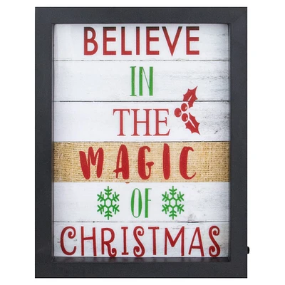 LED Lighted 'Believe in the Magic of Christmas' Shadow Box Wall Art