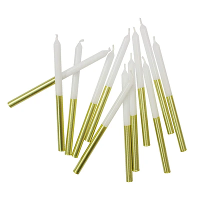 12 Packs: 12 ct. (144 total) Gold Dipped White Birthday Candles by Celebrate It™