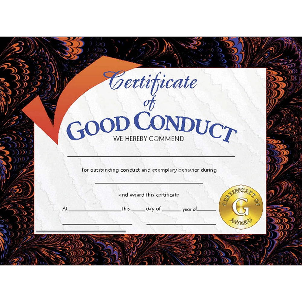 Hayes® Certificate of Good Conduct, 6 Packs of 30