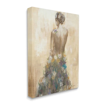 Stupell Industries Nude Female Body Soft Tone Flower Dress Canvas Wall Art