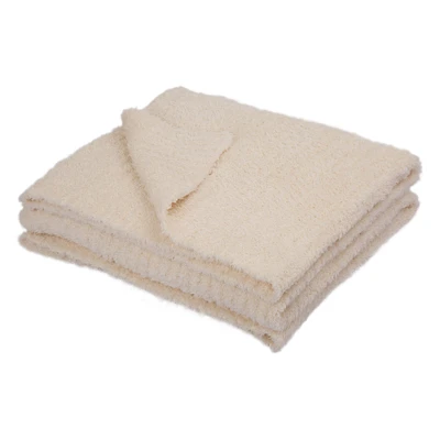 Glitzhome® Beige Feather Yarn Throw Blanket