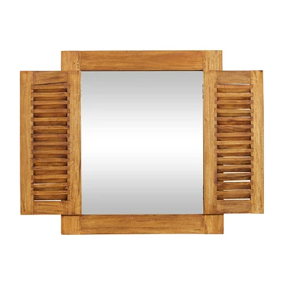 Brown Wood Rustic Wall Mirror 35" x 31"