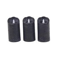 Black Traditional Wax Flameless Candle, 3ct.