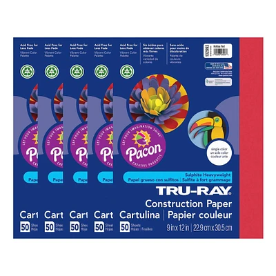 Tru-Ray® 9" x 12" Construction Paper, 5 Packs of 50 Sheets