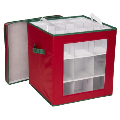 Household Essentials Red & Green Ornament Storage Box with Window