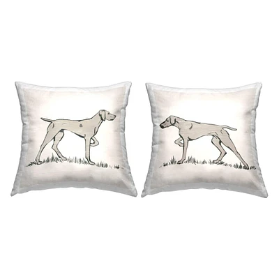 Stupell Industries Hunting Dog Casual Animal Nature 2 Pillow Set, 18" x 18"