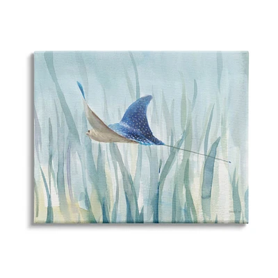 Stupell Industries Stingray Aquatic Animal Ocean Blue Spotted Sea Creature Canvas Wall Art