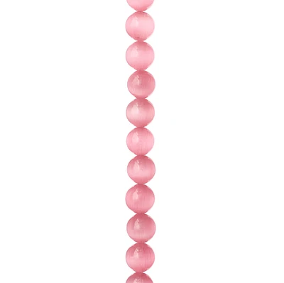 Pink Cat's Eye Glass Round Beads, 10mm by Bead Landing™