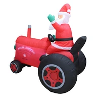 6ft. Inflatable Christmas Santa on Vintage Tractor