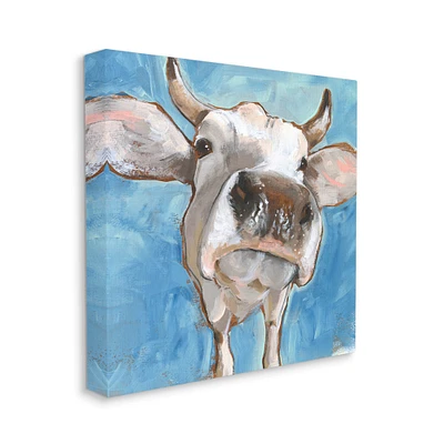 Stupell Industries Close Up White Cattle Farm Animal Portrait Canvas Wall Art