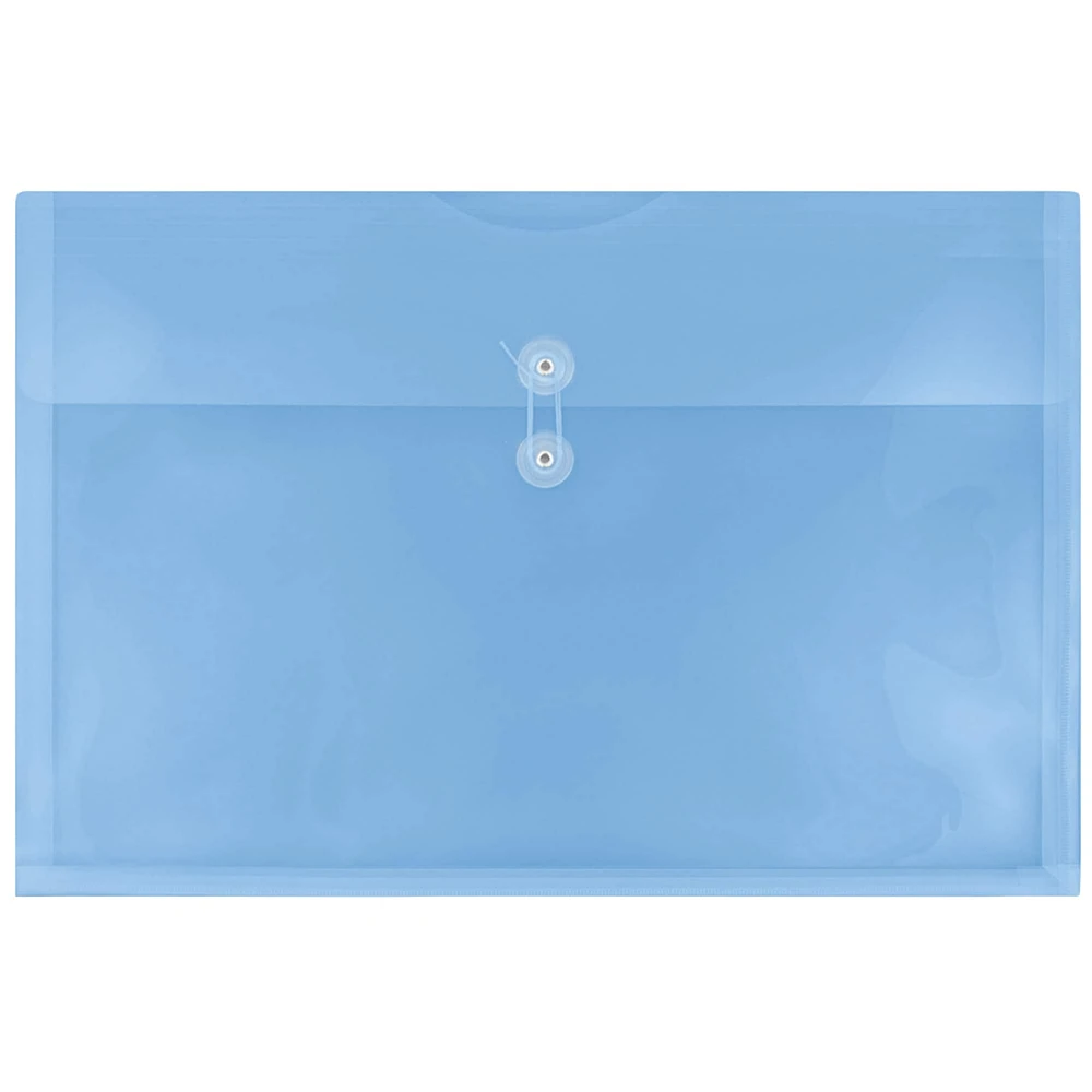 JAM Paper 12" x 18" Blue Button & String Tie Closure Plastic Envelopes, 12ct.