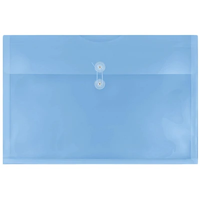 JAM Paper 12" x 18" Blue Button & String Tie Closure Plastic Envelopes, 12ct.