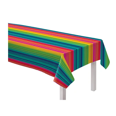 90" Fiesta Serape Striped Flannel-Backed Vinyl Table Cover, 2ct.