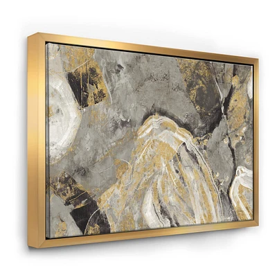 Designart - Painted Gold Stone - Cabin & Lodge Canvas in Gold Frame