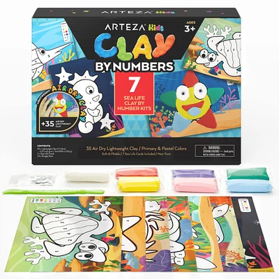 Arteza® Kids Sea Life Clay By Numbers Kit, 56 pcs