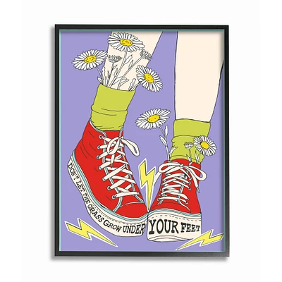 Stupell Industries Don't Let Grass Grow Under Your Feet Black Framed Wall Art