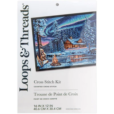 Winter Cabin Counted Cross Stitch Kit by Loops & Threads®