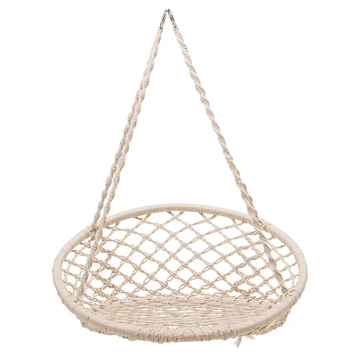 Hanging Handwoven Cotton Macramé Chair with Metal Frame