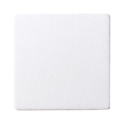Craft Express White Coaster Marble With Cork Backing Square 3.93" x 3.93", 4ct.