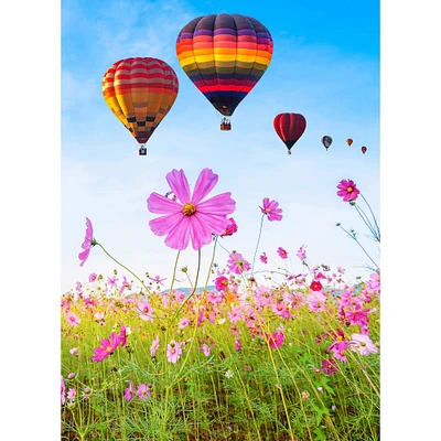 Sparkly Selections Hot Air Balloons Over Flowers Diamond Painting Kit, Round Diamonds