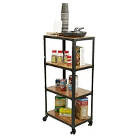 Mind Reader 39.2" Brown & Black 4-Tier Rolling Bar Cart