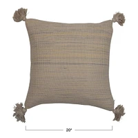 Woven Cotton Pillow with Tassels