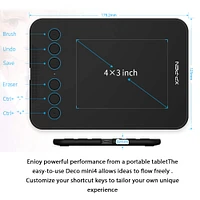 XPPen 4" x 3" Deco mini4 Portable Graphics Drawing Tablet