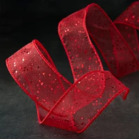 1.5" x 3yd. Sheer Wired Glitter Ribbon by Celebrate It®